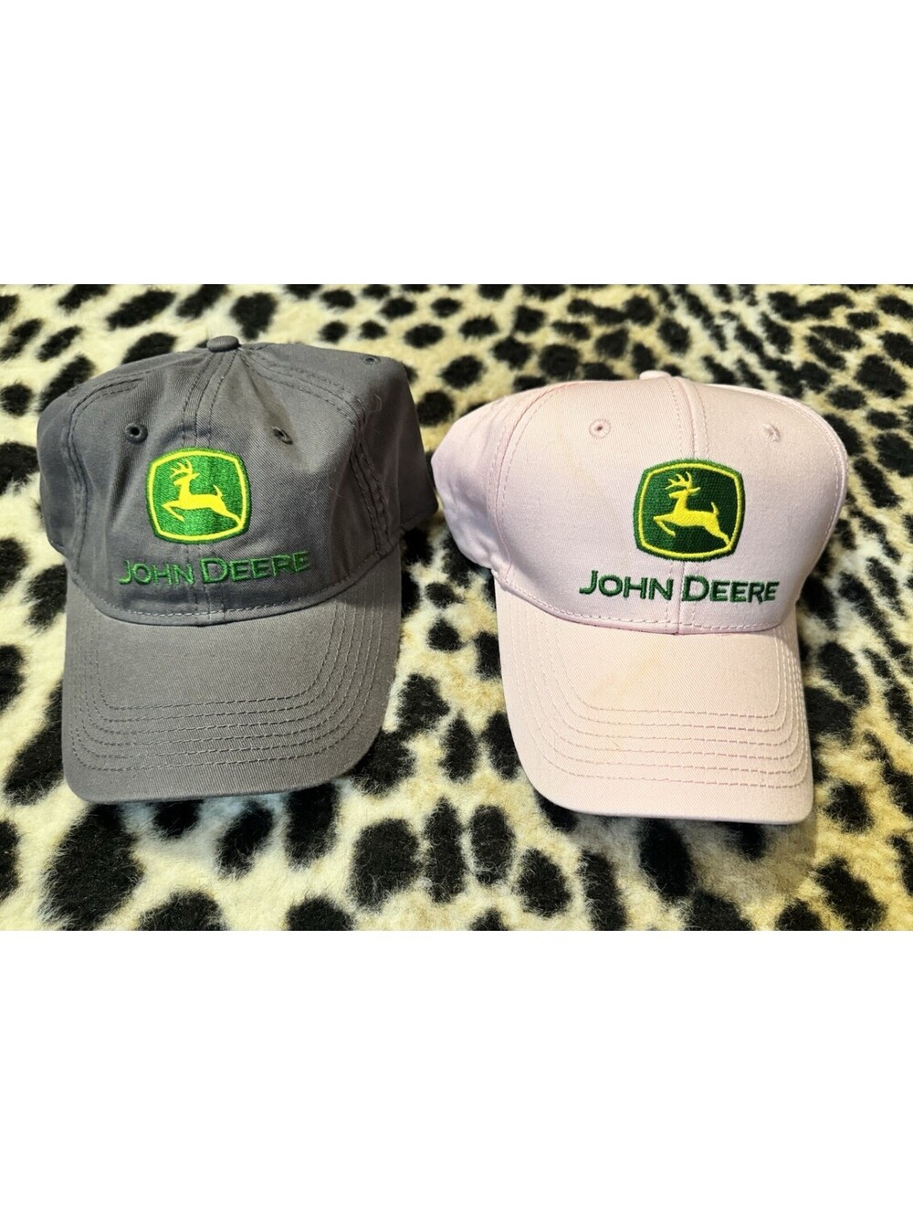 Couple's Hats Matching His & Hers Baseball Caps John Deere Tractor Logo Lot of 2